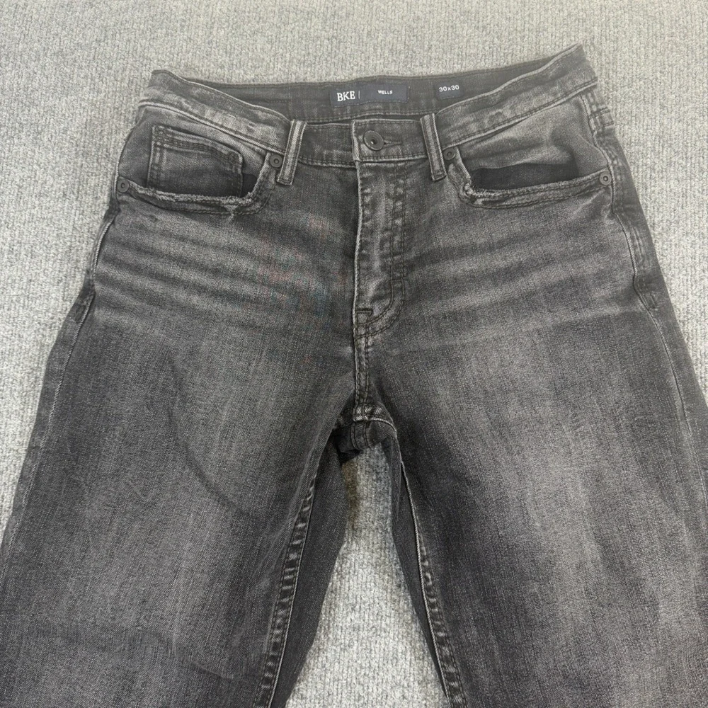 BKE Wells Mens Straight Leg Jeans Faded Black‎ Wash 30x29 Stretch Denim